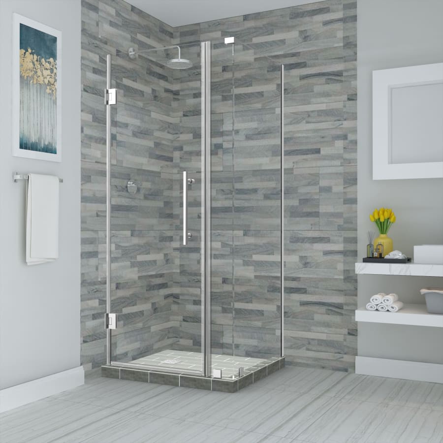 Aston Bromley 72" High x 29" Wide x 38" Deep Hinged Frameless Shower Enclosure with 23" Door Width and Clear Glass Chrome
