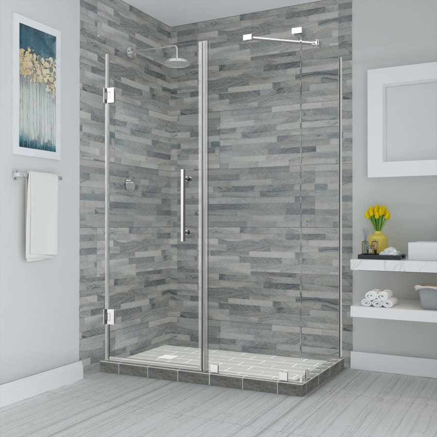 Aston Bromley 72" High x 54" Wide x 38" Deep Hinged Frameless Shower Enclosure with 24" Door Width and Clear Glass Chrome