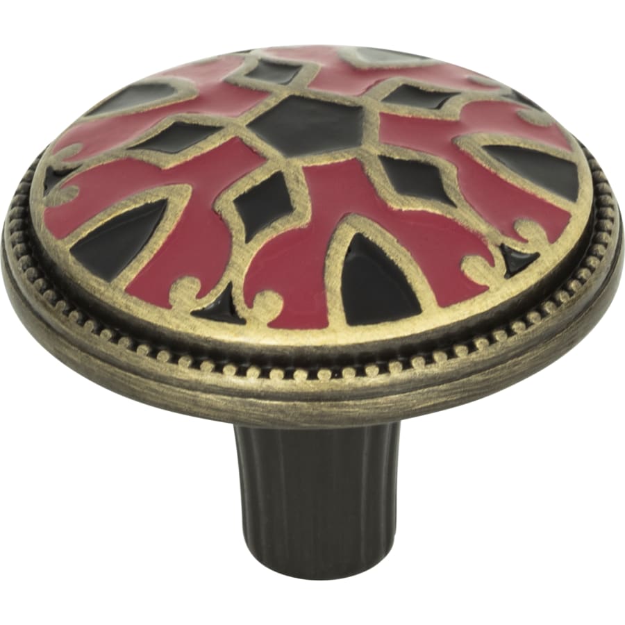 Atlas Homewares Canterbury 1-1/2 Inch Mushroom Cabinet Knob Black / Red