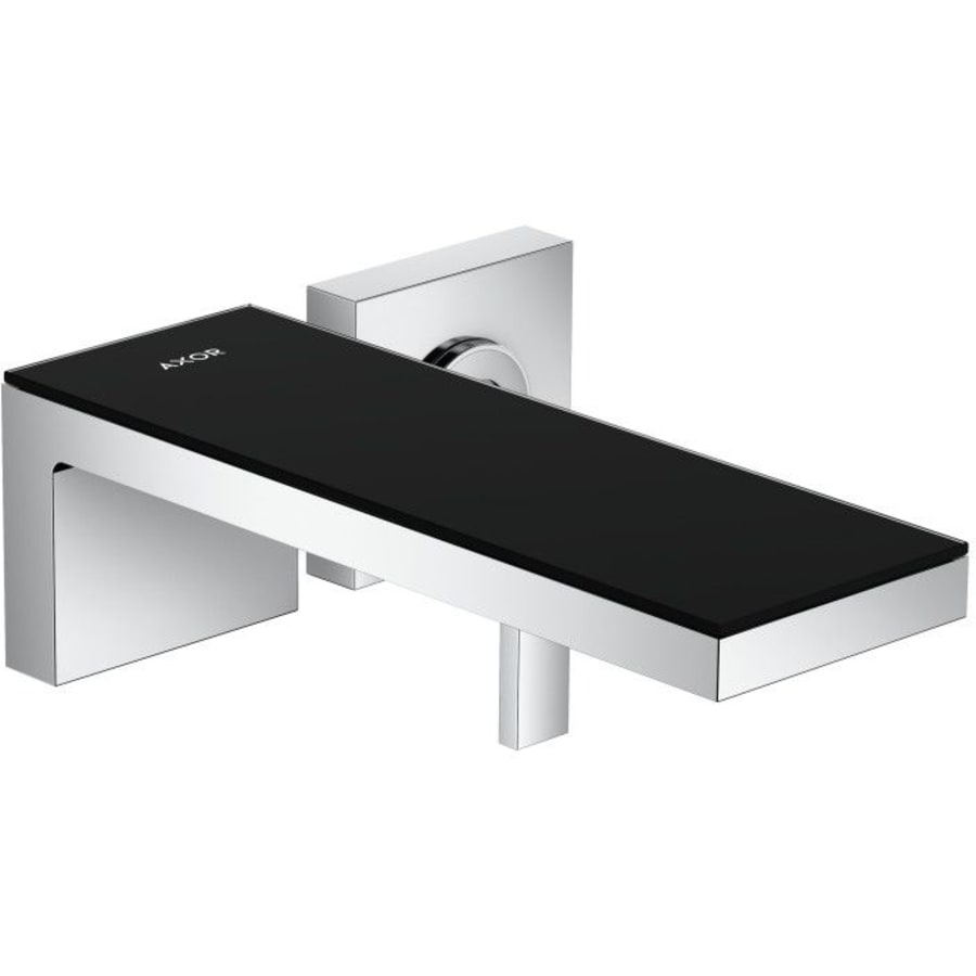 Axor MyEdition 1.2 GPM Wall Mounted Bathroom Faucet and Decorative Trim with EcoRight, QuickClean, and PowderRain Spray Technology Chrome / Black Glass