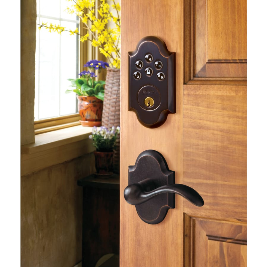 Baldwin Boulder Electronic Deadbolt 8252.AC1 Paired with Baldwin Beavertail Leverset 5452
