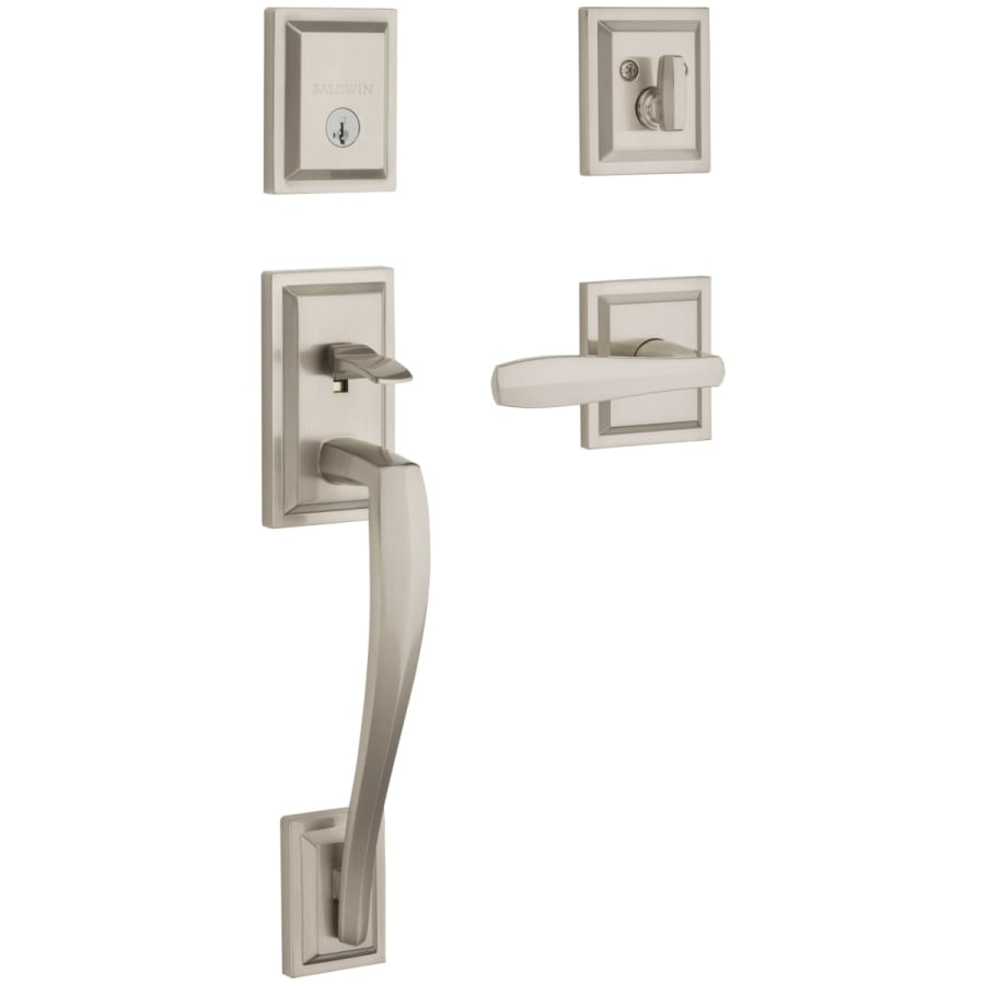 Baldwin Torrey Pines Sectional Keyed Entry Single Cylinder Door Handleset from the Prestige Collection Satin Nickel
