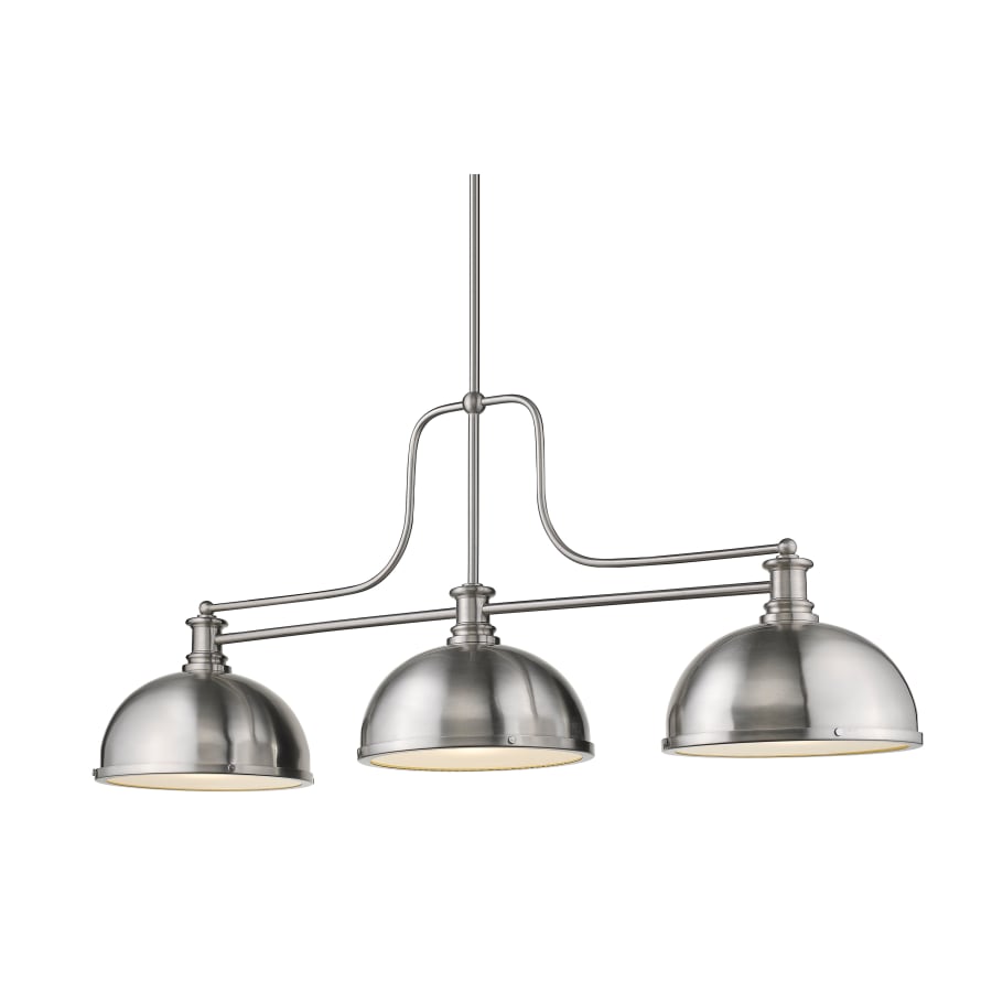 Bellevue Agnes 3 Light 52" Wide Billiard and Linear Chandelier with Dome Shades Brushed Nickel