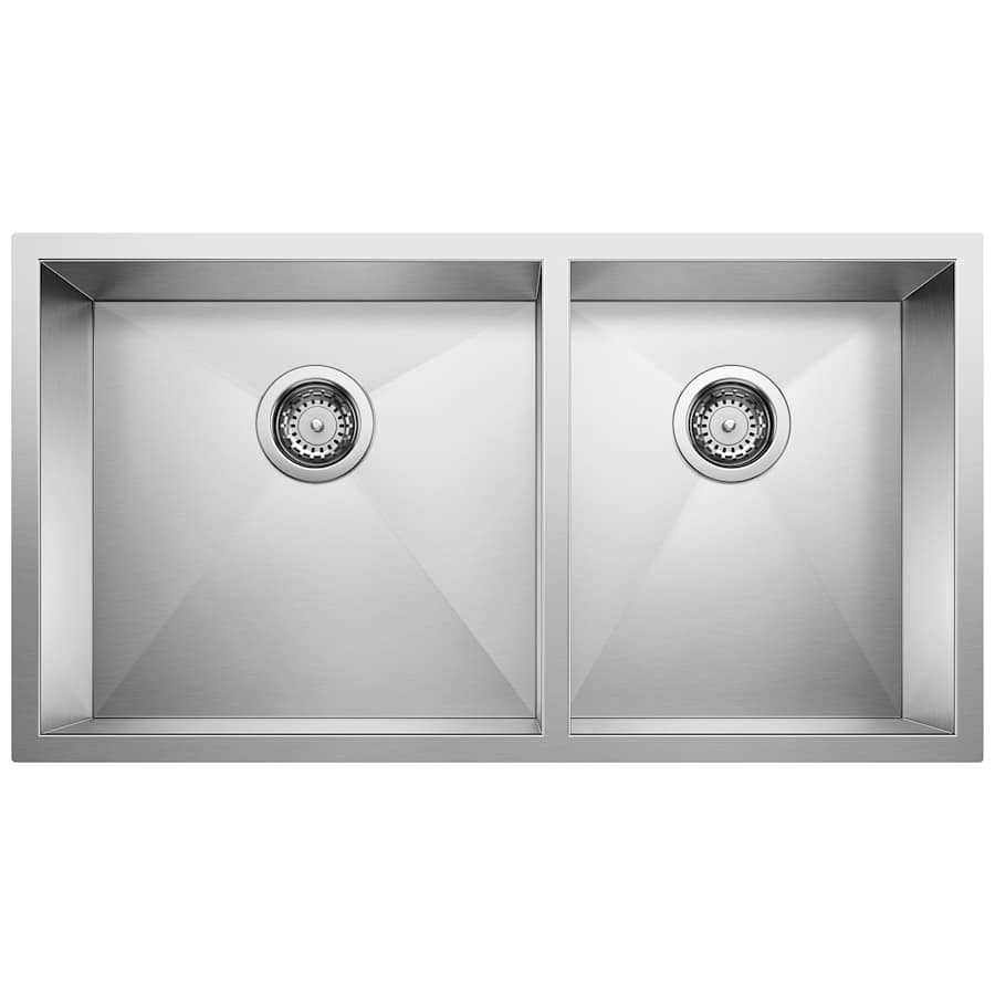 Blanco Quatrus 32-15/16" Undermount Double Basin Stainless Steel Kitchen Sink Refined Brushed