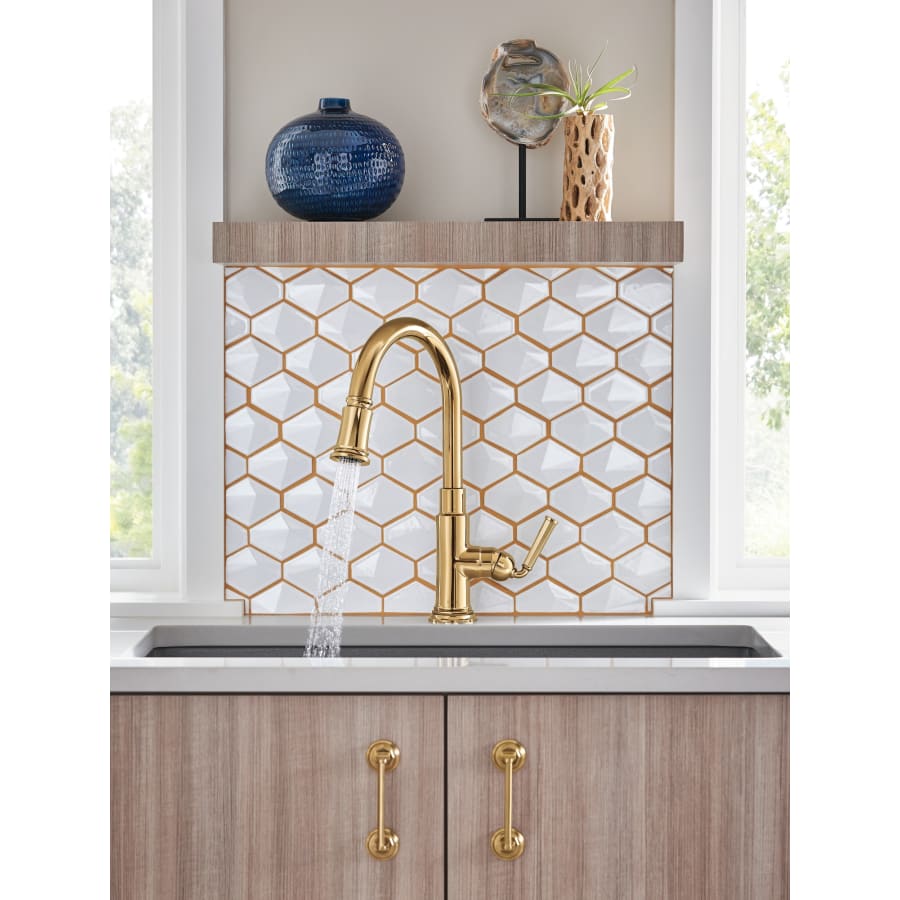 Brizo 63074LF-PN Rook 1.8 GPM Single Hole Pull Down Kitchen Faucet