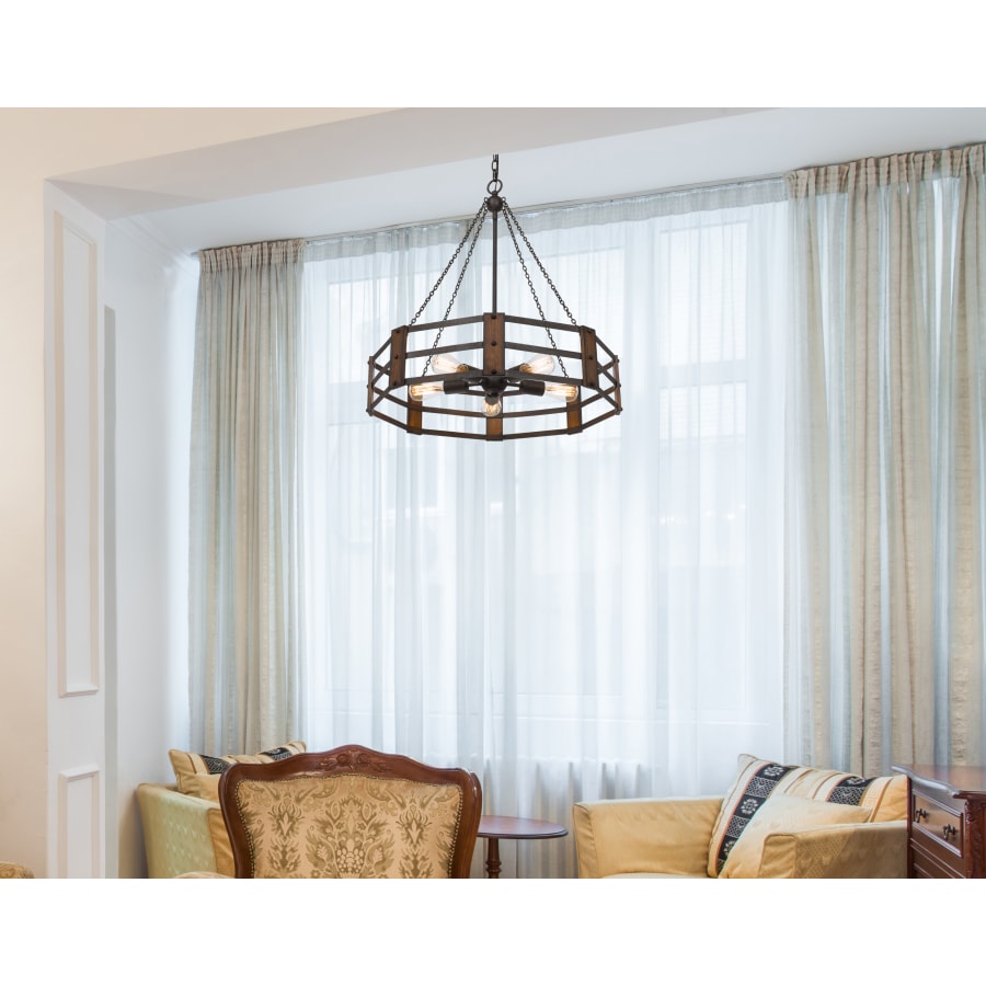 Cal Lighting Provo 5-Light Oak Toned Iron Chandelier