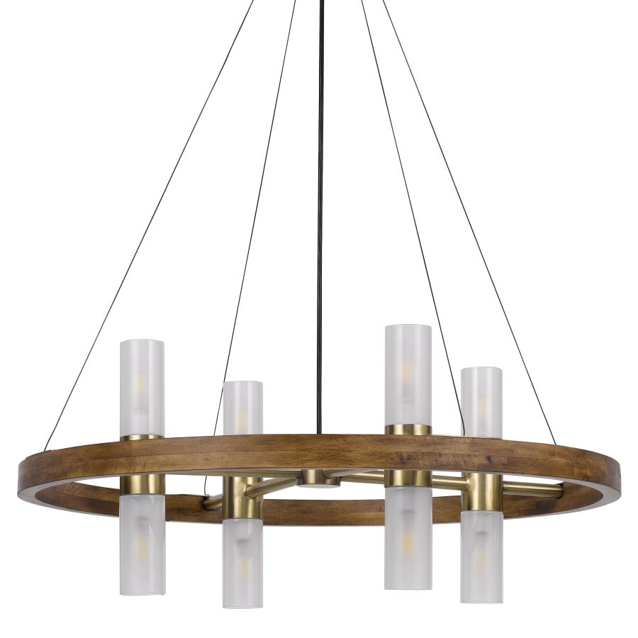 Cal Lighting Hempstead Antique Brass 40W Birch Wood Cylinder Chandelier