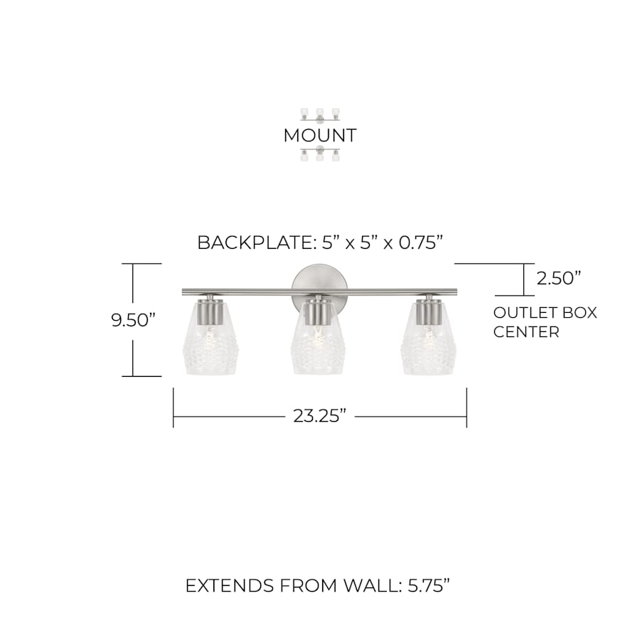 Capital Lighting 145031AD-524 Dena 3 Light 23