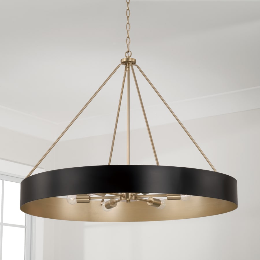 Capital Lighting 453061RE Six Light Chandelier Weller Matte Brass and White