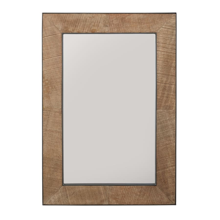 Capital Lighting 32" W x 46" H Rectangular Framed Bathroom Mirror Natural Rough Sawn Wood / Zinc
