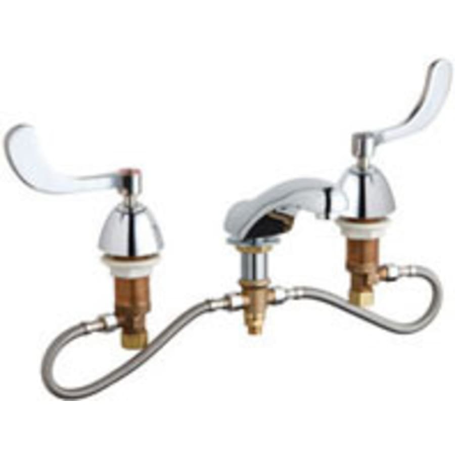 Chicago Faucets Widespread Bathroom Faucet with Adjustable Faucet Centers and Wrist Blade Handles Chrome