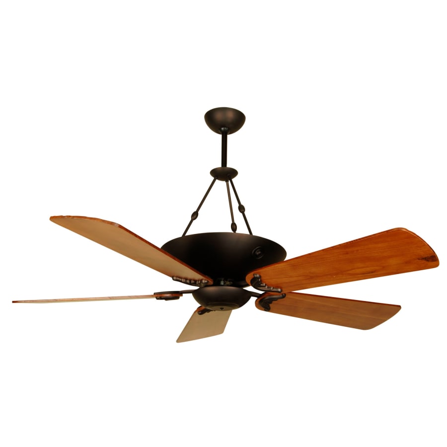 Oiled Bronze Crescent Fan with 54" Premier Distressed Teak Blades