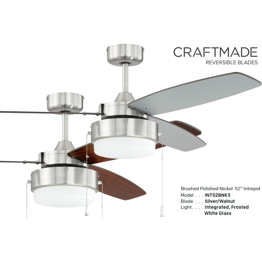 Brushed Polished Nickel with Reversible Silver / Walnut Blades
