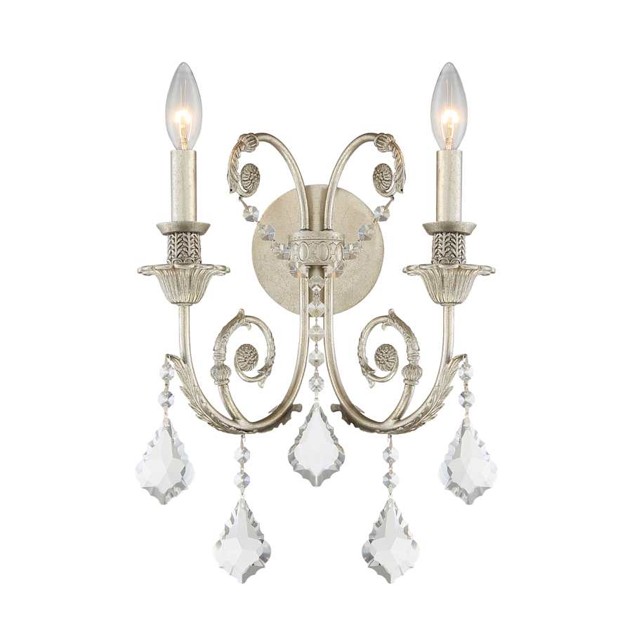 Crystorama Lighting Group Regis 2 Light 16" Tall Wall Sconce with Swarovski Spectra Crystal Accents Olde Silver