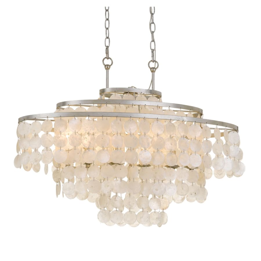 Crystorama Lighting Group Brielle 6 Light 30" Wide Linear Chandelier with Shell Shade Antique Silver