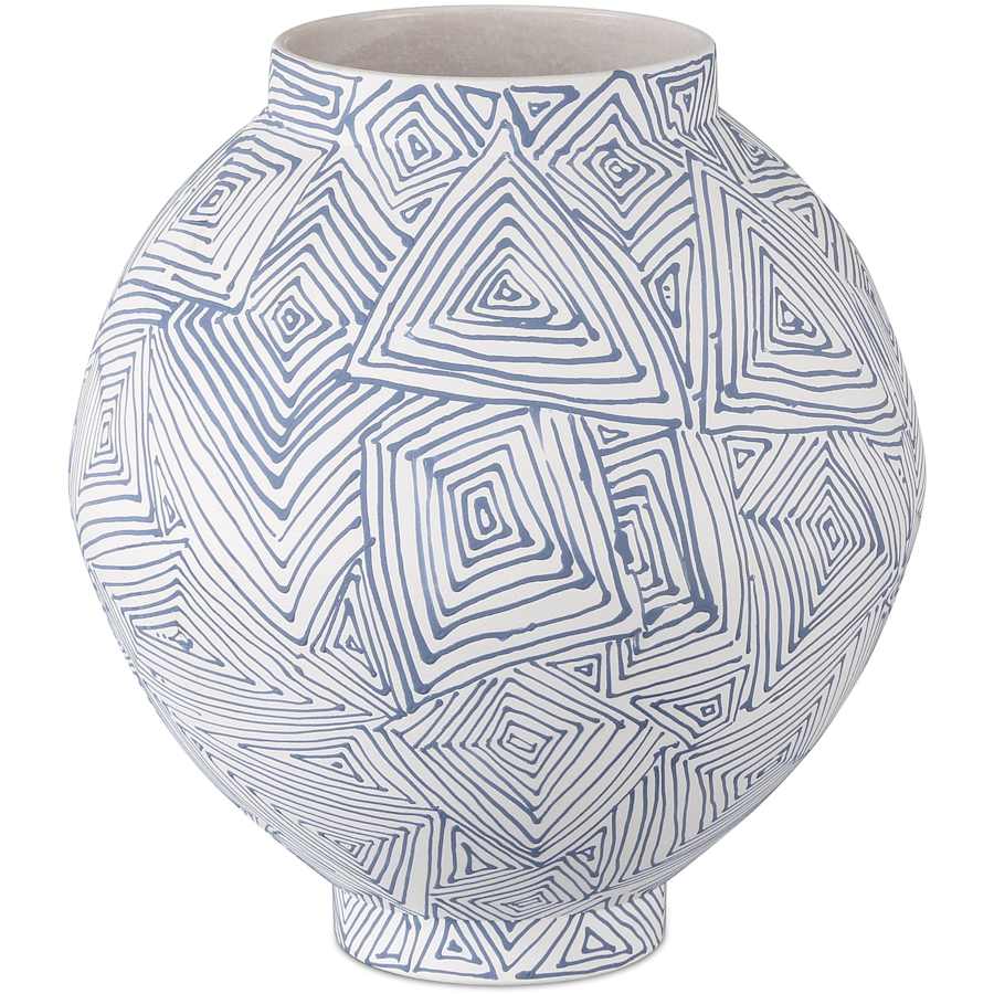 Currey and Company Blue Zag 12" Wide Porcelain Vase Blue / White