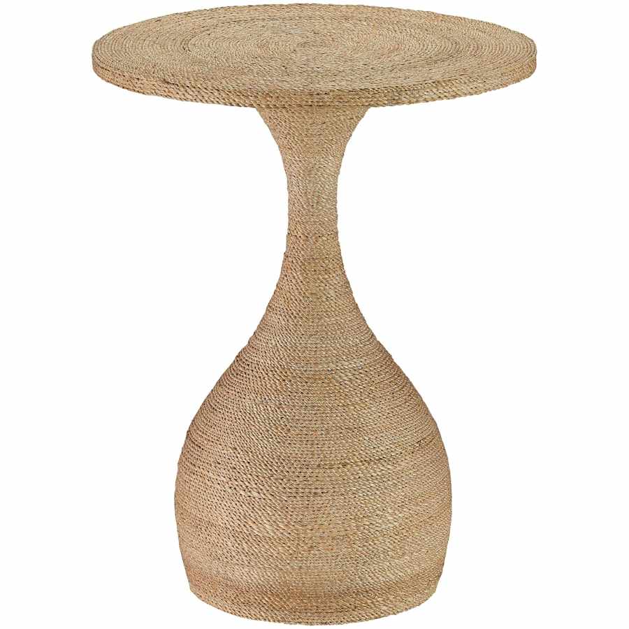 Currey and Company Simo 26" High Wood Accent Table with Abaca Rope Covering Natural