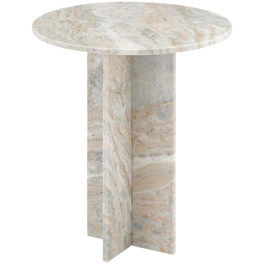 Currey and Company Harmon 18" Diameter Marble Top Marble Side Table Natural