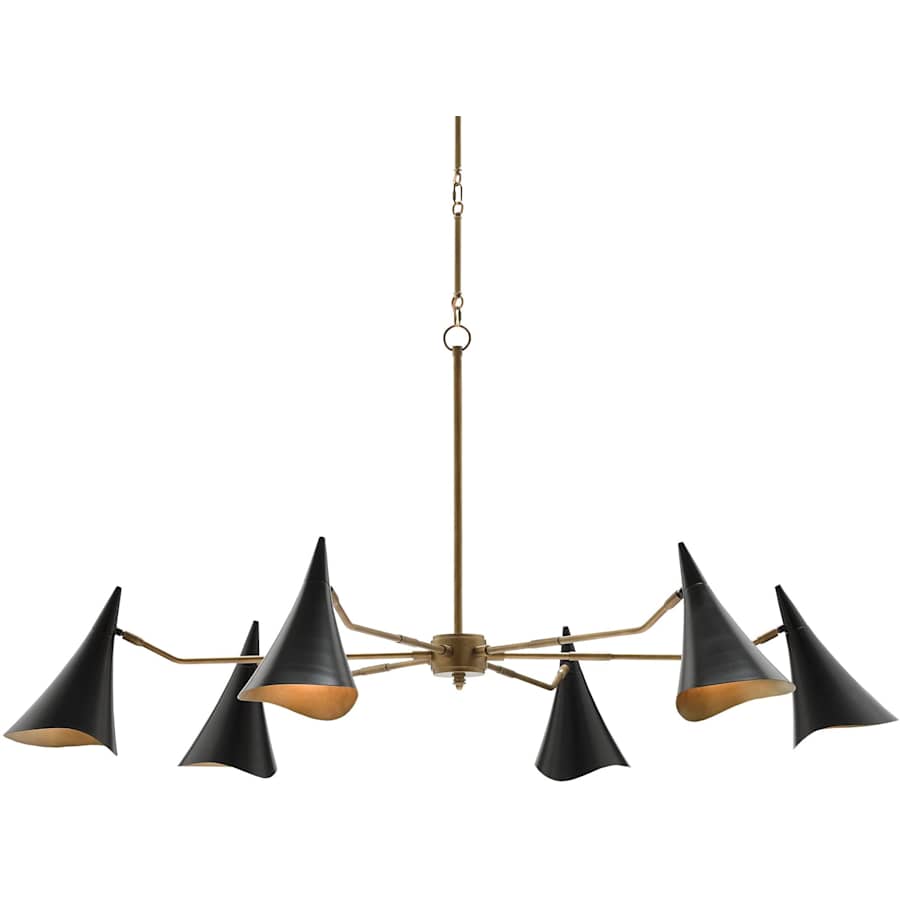 Currey and Company Library 6 Light 62" Wide Chandelier Oil Rubbed Bronze / Antique Brass