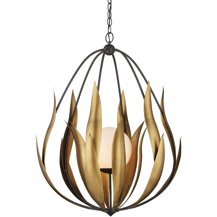 Currey and Company Endymion 26" Wide Chandelier Aged Steel / Brass / White