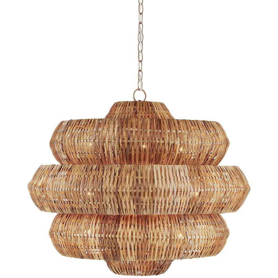 Currey and Company Antibes 9 Light 3 Tier Chandelier Khaki / Natural