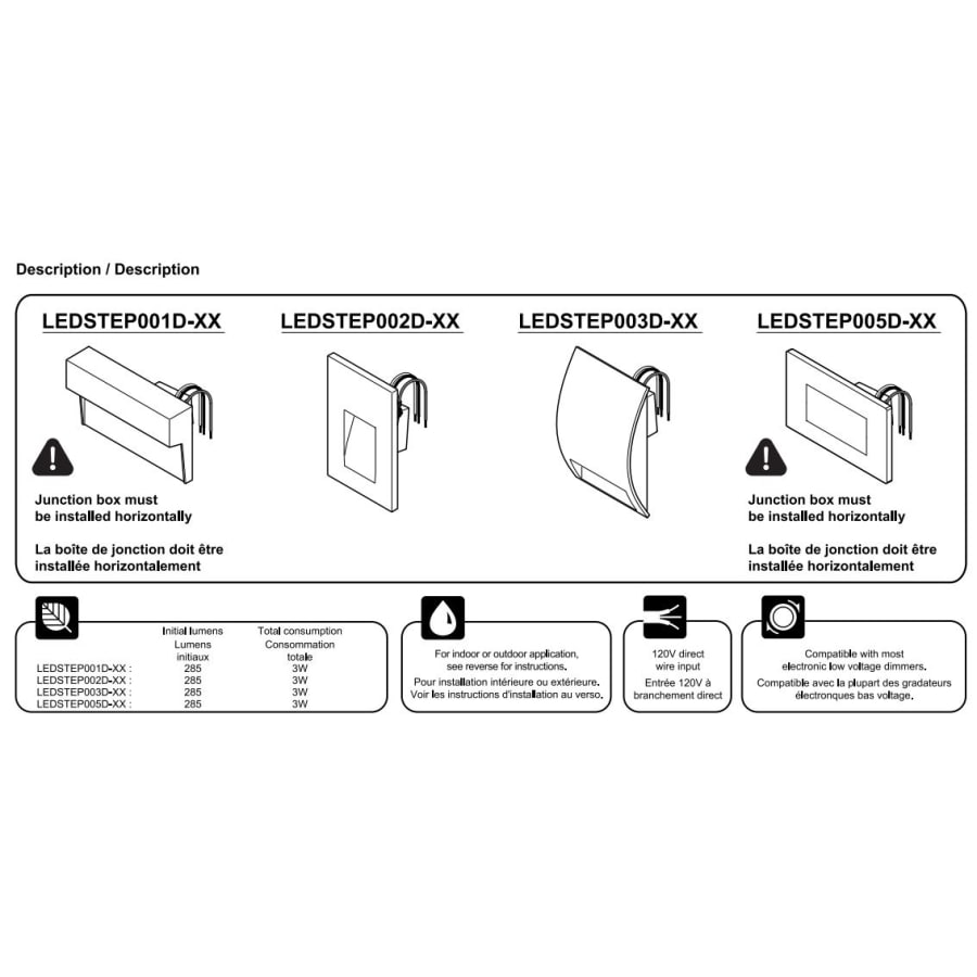 DALS Lighting LEDSTEP005D WH 5 Wide LED Step Light Build
