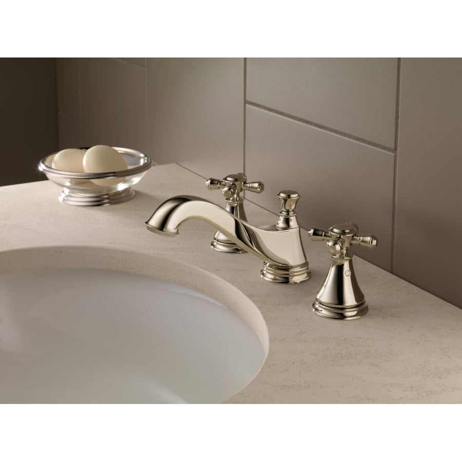 Delta-3595LF-MPU-LHP-Installed Faucet in Brilliance Polished Nickel