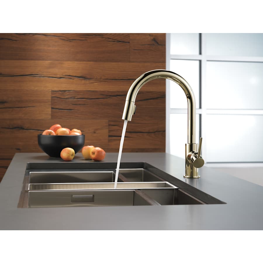 Delta Faucet Trinsic Robinet De Salle De Bain Extractible, Robinet De Salle De Bain Doré à 3 Trous, Robinet D'évier De Salle De Bain Avec Station D'accueil Magnétique, Bronze Champagne 3559-CZPD-DST