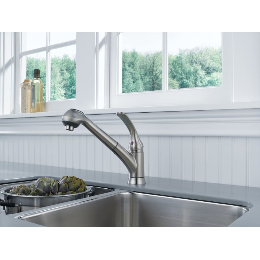 Delta-B4310LF-Installed Faucet in Brilliance Stainless