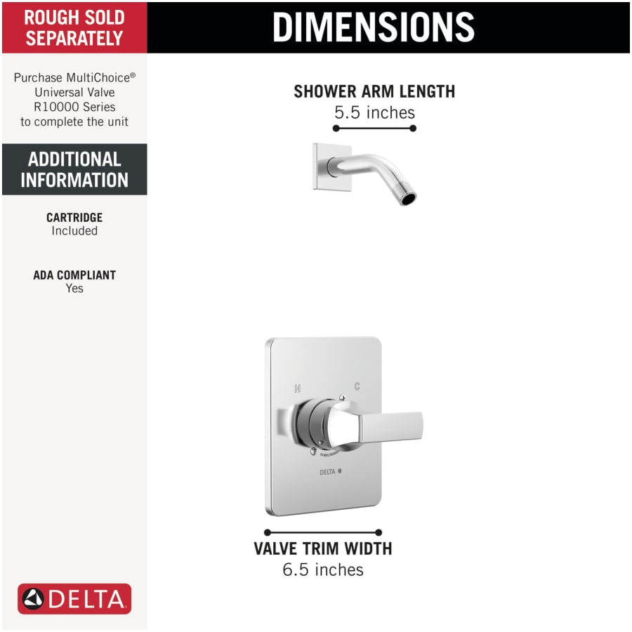 Delta T14237-SSLHD Velum Shower Only Trim Package with Delta T14237-SSLHD Velum Shower Only Trim Package with