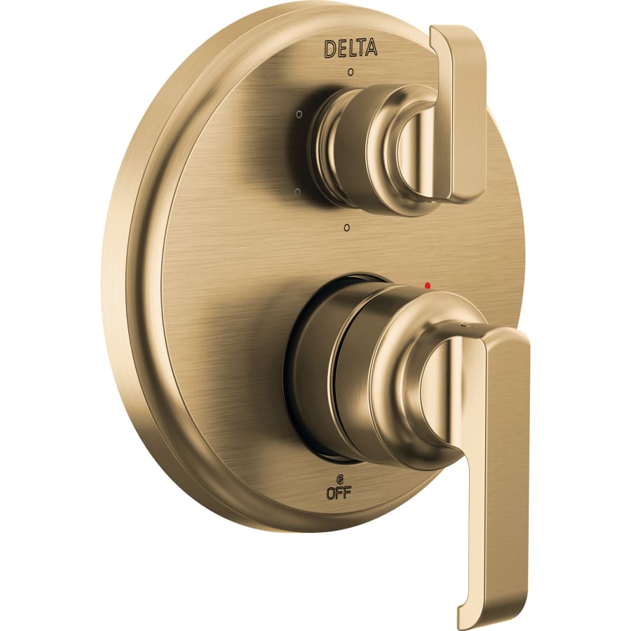 Delta Tetra 14 Series Pressure Balanced Valve Trim with Integrated 6 Function Diverter for Three Shower Applications - Less Rough-In Lumicoat Champagne Bronze