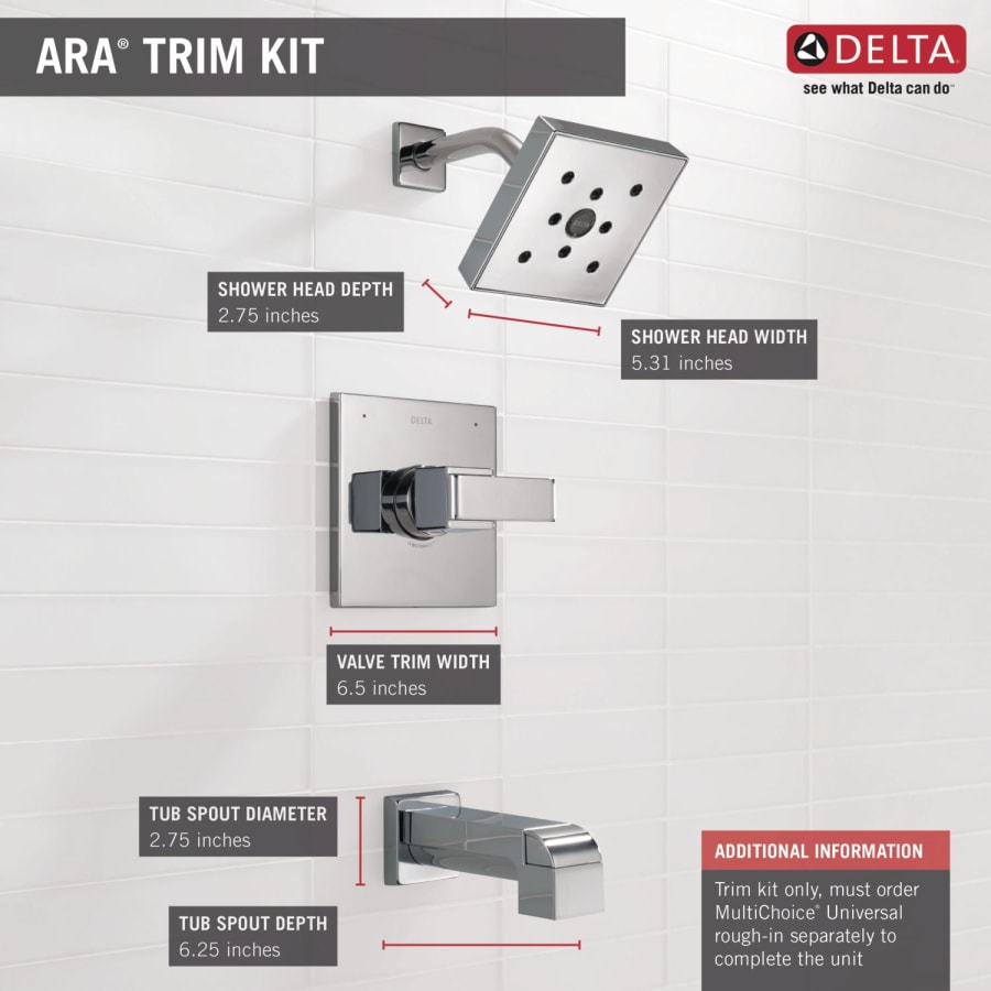 Delta T14259-BL Monitor 14 Series H2Okinetic Shower Trim In Matte Black