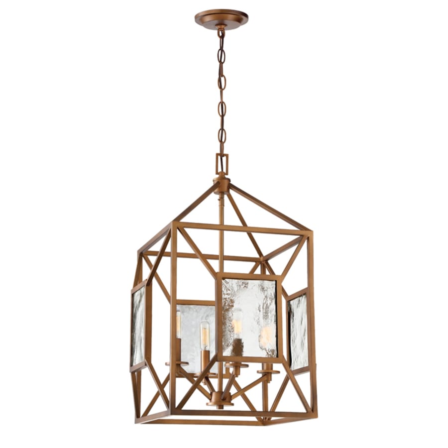 Designers Fountain Athina 4 Light 16" Wide Caged Pendant with Water Glass Shades Gilded Bronze