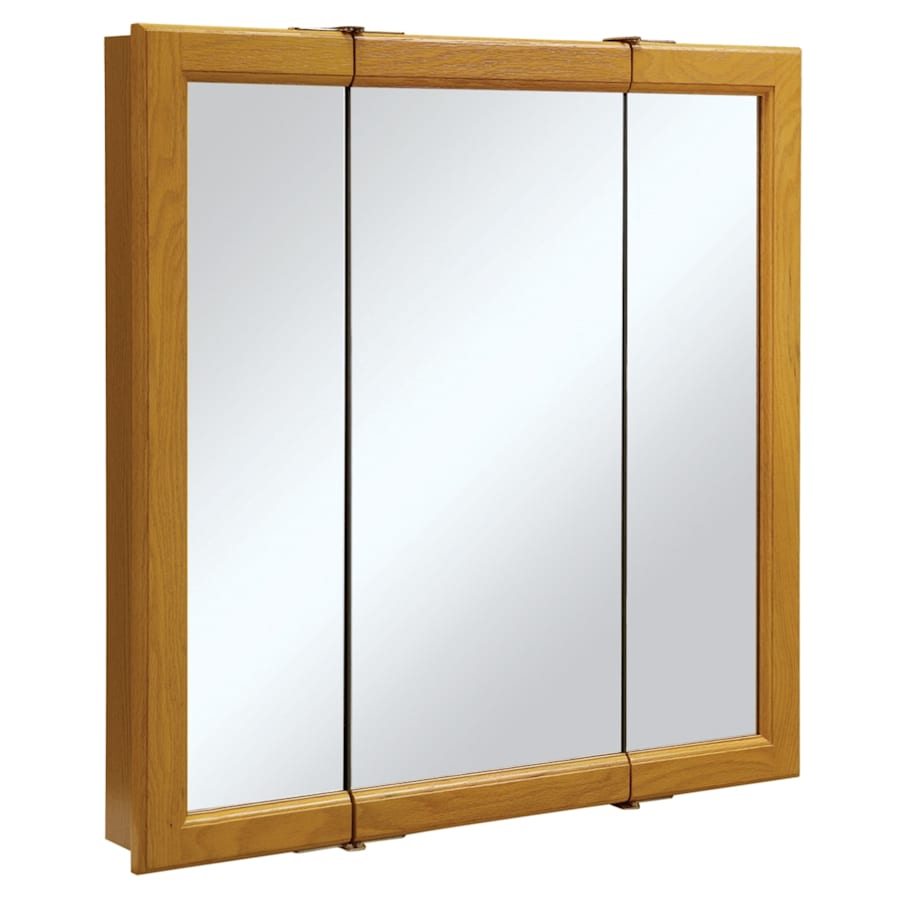 Design House Claremont 30" x 30" Triple Door Framed Medicine Cabinet with Mirror Honey Oak