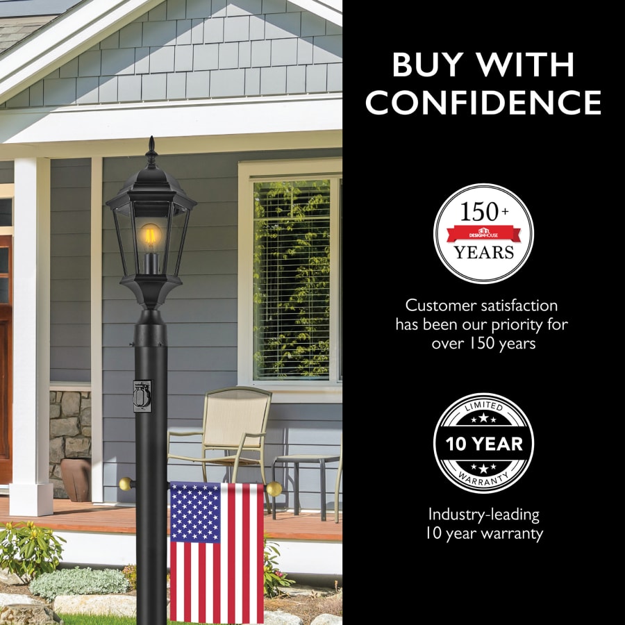 Design House 579714 Outdoor Lamp Post with Cross Arm and Outlet Black