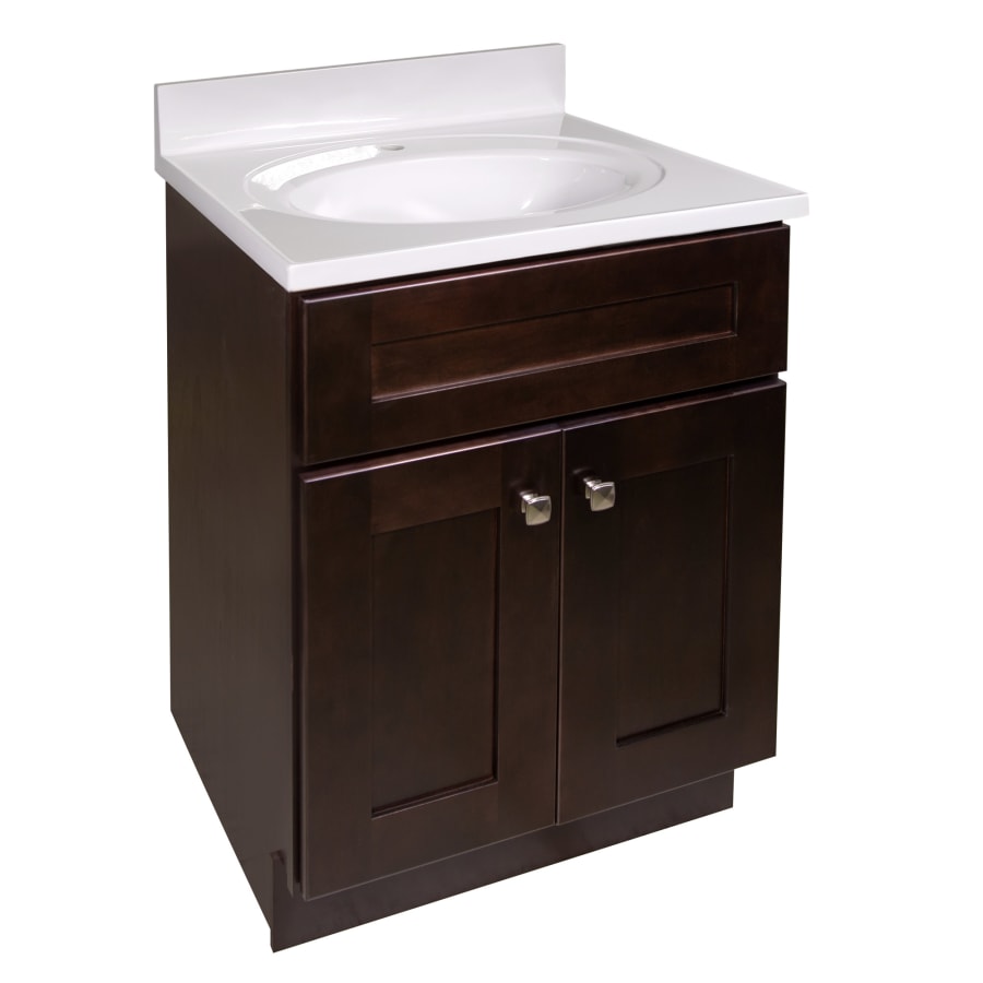 Design House Brookings 25" Free Standing Single Basin Vanity Set with Cabinet and Cultured Marble Vanity Top Espresso