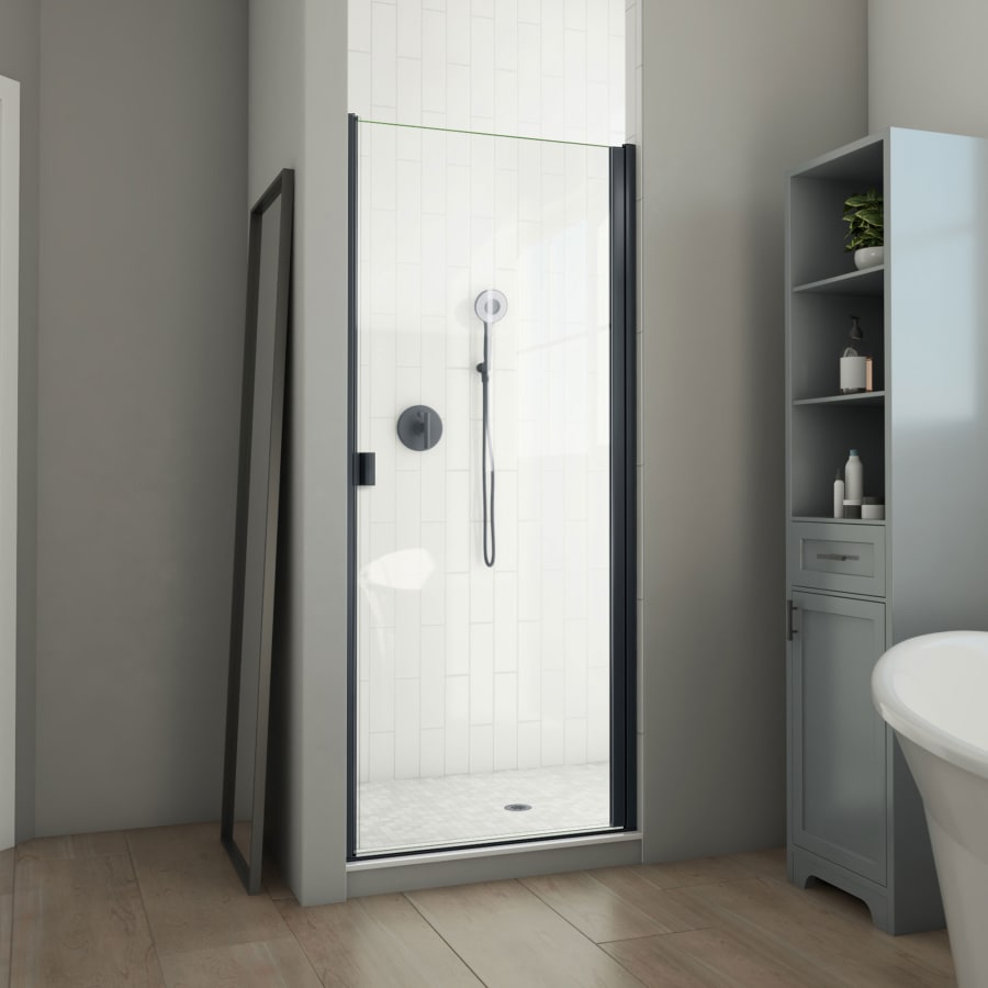DreamLine Alliance Swing BG 66-5/8" High x 31" Wide Hinged Semi Frameless Shower Door with Clear Glass Matte Black