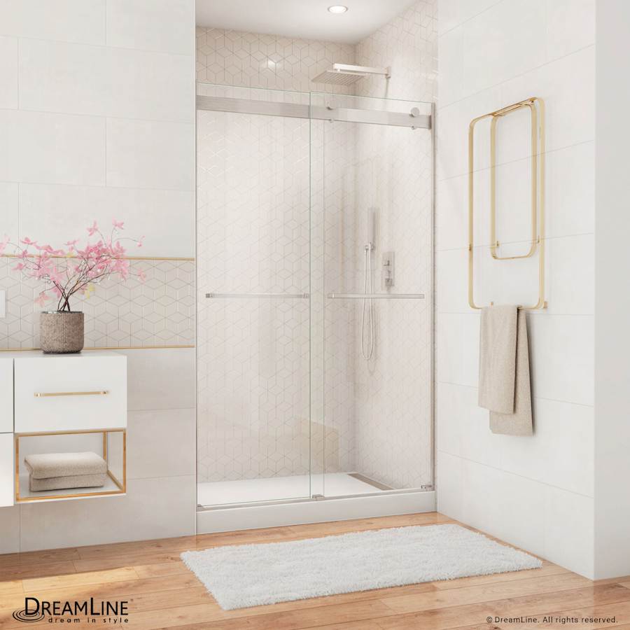 DreamLine Essence 44 - 48" W x 76" H Frameless Bypass Shower Door Brushed Nickel