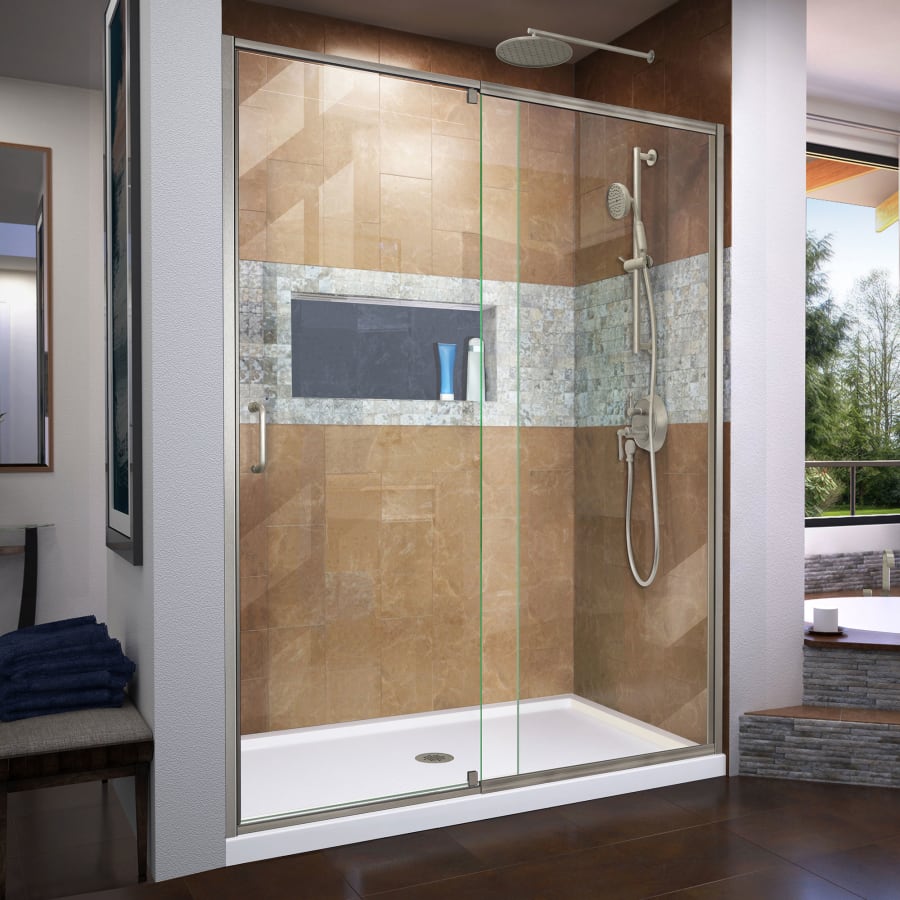 DreamLine Flex 50-54" W x 72" H Semi-Frameless Pivot Shower Door Brushed Nickel