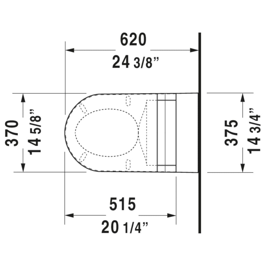 Duravit 2533090092 Starck 2 0.8/1.6 GPF Dual Flush Wall