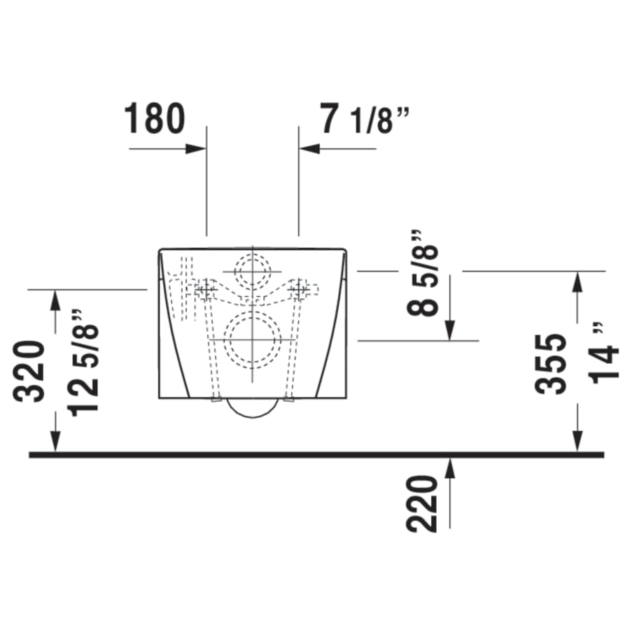 Duravit 2533090092 Starck 2 0.8/1.6 GPF Dual Flush Wall