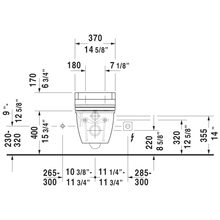 Duravit 2544090092 Darling New 0.8/1.6 GPF Dual Flush Wall