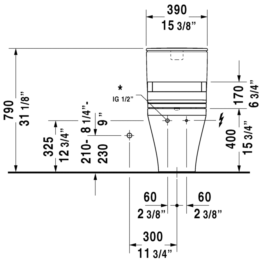 Duravit 216051TP-W DuraStyle 1.28 GPF Two-Piece Elongated