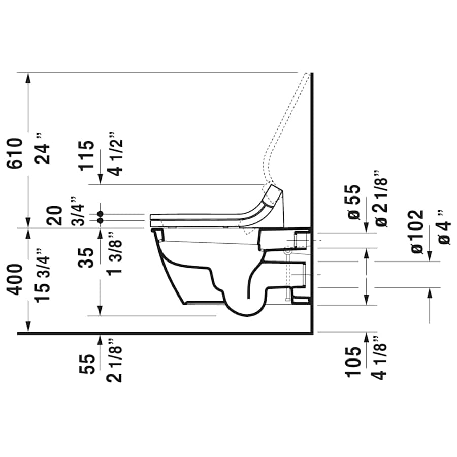 Duravit 2544090092 Darling New 0.8/1.6 GPF Dual Flush Wall Mounted