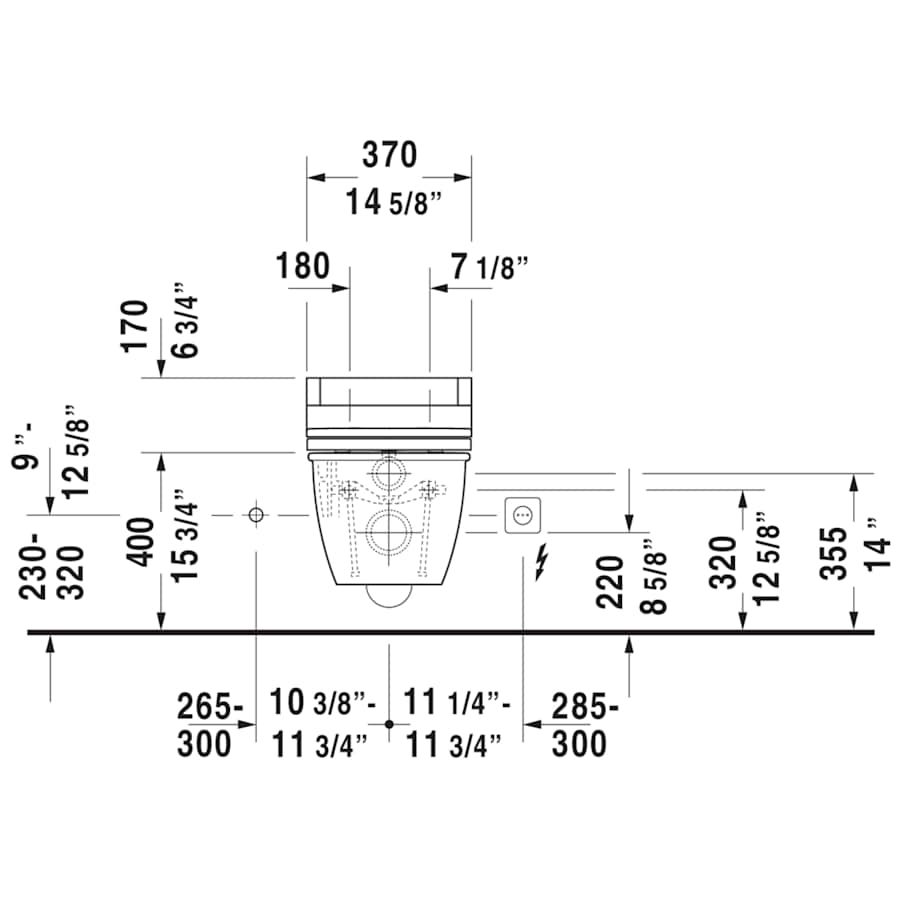 Duravit 2544090092 Darling New 0.8/1.6 GPF Dual Flush Wall Mounted