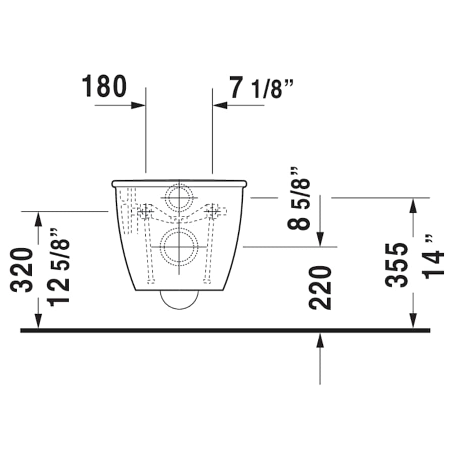 Duravit 2544090092 Darling New 0.8/1.6 GPF Dual Flush Wall Mounted