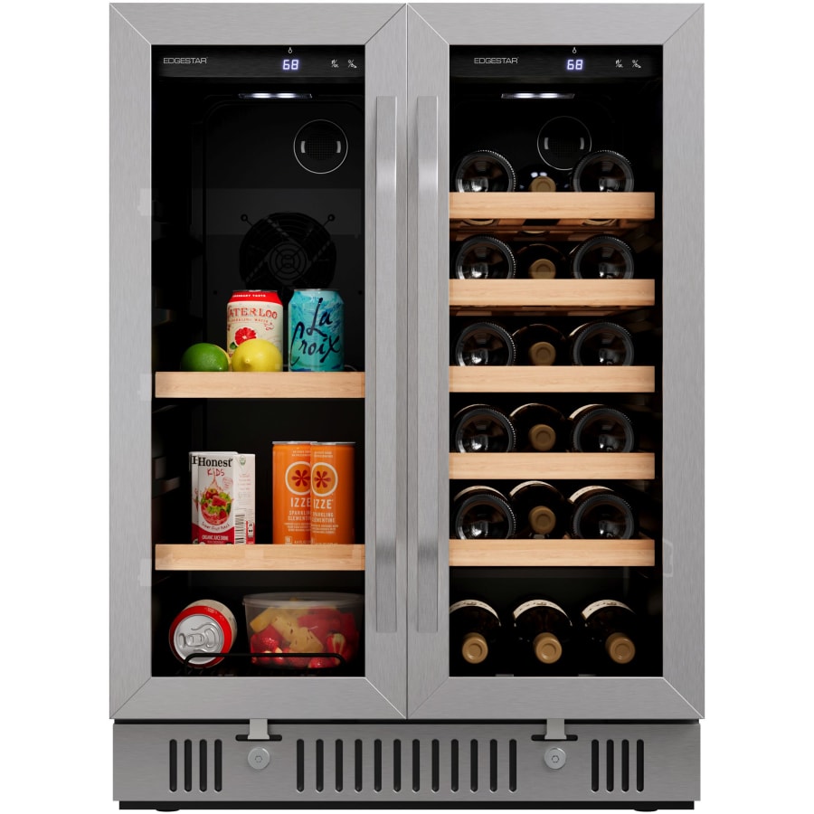 EdgeStar 24 Inch Wide 18 Bottle Capacity and 47 Can Capacity Wine and Beverage Cooler Stainless Steel