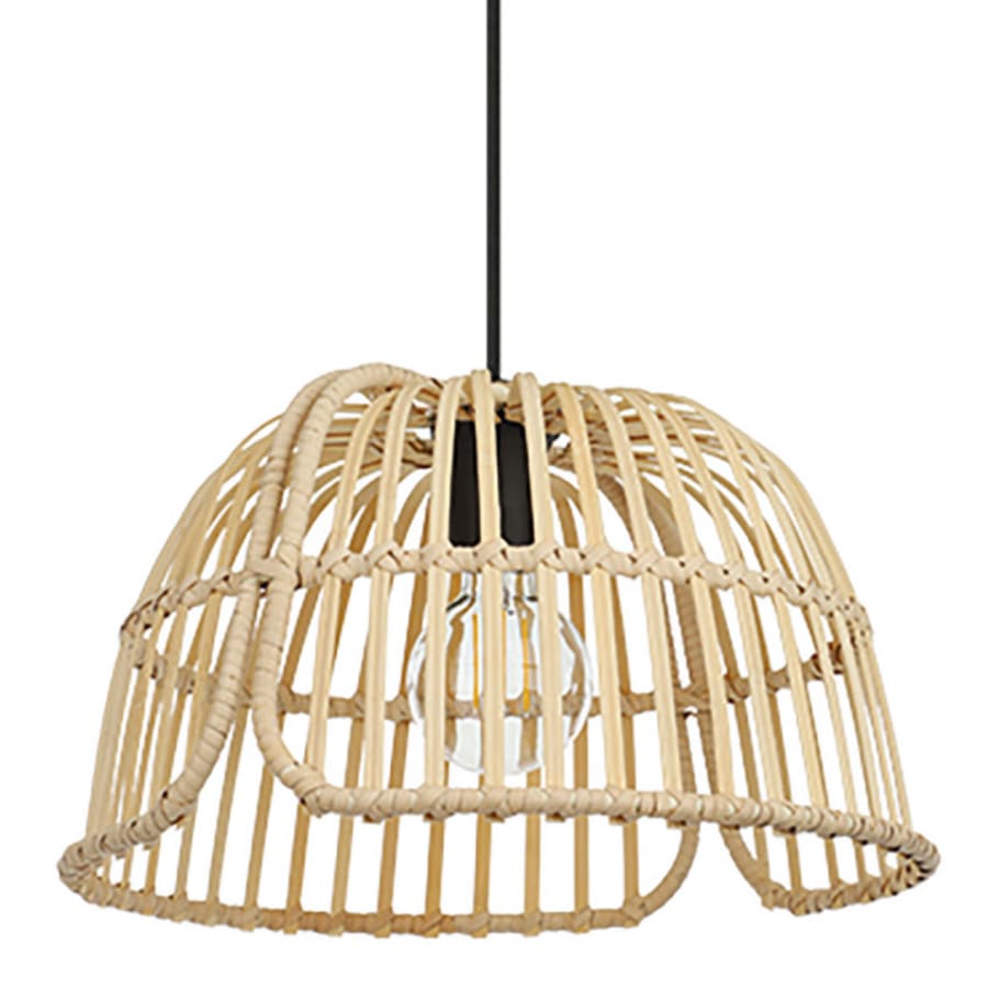 Eglo Glyneath 15" Wide Pendant Structured Black / Natural