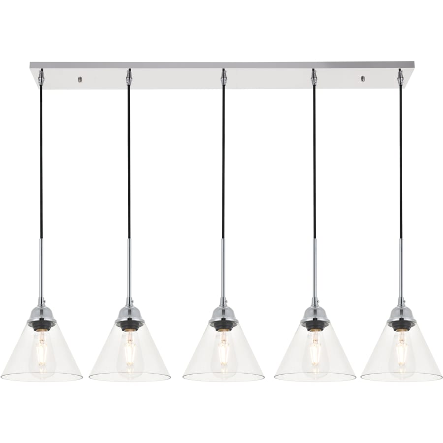 Elegant Lighting Histoire 5 Light 47" Wide Linear Pendant Chrome / Clear