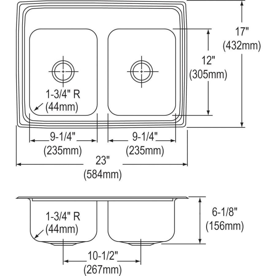 Elkay-BPSRQ2317-Line Drawing